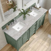 Brittany 72" Double Vanity, Smokey Celadon w/ 3 CM Victorian Silver Top