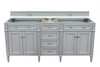 Brittany 72" Double Vanity, Urban Gray w/ 3 CM Ethereal Noctis Silestone Top w/FreePower Wireless Charger