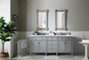 Brittany 72" Double Vanity, Urban Gray w/ 3 CM Ethereal Noctis Silestone Top w/FreePower Wireless Charger