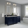 Brittany 72" Double Vanity, Victory Bleu w/ 3 CM Victorian Silver Silestone Top