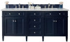 Brittany 72" Double Vanity, Victory Blue w/ 3 CM Eternal Jasmine Pearl Silestone Top w/FreePower Wireless Charger