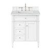 Brittany 30" Single Vanity, Bright White, w/ 3 CM Ethereal Noctis Silestone Top