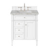 Brittany 30" Single Vanity, Bright White, w/ 3 CM Victorian Silver Silestone Top