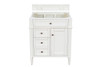 Brittany 30" Single Vanity, Bright White, w/ 3 CM Victorian Silver Silestone Top