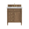 Brittany 30" Single Vanity, Pecan w/ 3 CM Carrara Marble Top
