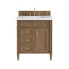 Brittany 30" Single Vanity, Pecan w/ 3 CM White Zeus Silestone Top