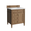 Brittany 30" Single Vanity, Pecan w/ 3 CM White Zeus Silestone Top
