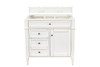 Brittany 36" Single Vanity, Bright White w/ 3 CM Ethereal Noctis Silestone Top