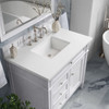 Brittany 36" Single Vanity, Bright White w/ 3 CM White Zeus Silestone Top