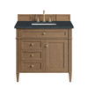 Brittany 36" Single Vanity, Pecan w/ 3 CM Charcoal Soapstone Silestone Top
