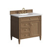Brittany 36" Single Vanity, Pecan w/ 3 CM White Zeus Silestone Top