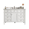 Brittany 48" Single Vanity, Bright White w/ 3 CM Eternal Jasmine Pearl Silestone Top w/FreePower Wireless Charger