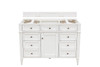 Brittany 48" Single Vanity, Bright White w/ 3 CM Eternal Jasmine Pearl Silestone Top w/FreePower Wireless Charger