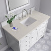 Brittany 48" Single Vanity in Bright White, w/ 3 CM Siberian Silestone Top w/FreePower Wireless Charger