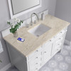 Brittany 48" Single Vanity in Bright White, w/ 3 CM Tajnar Eclos Top w/FreePower Wireless Charger