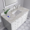 Brittany 48" Single Vanity, Bright White w/ 3 CM Victorian Silver Silestone Top w/FreePower Wireless Charger