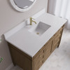 Brittany 48" Single Vanity, Pecan w/ Single Hole 3 CM White Zeus Silestone Top and Matching Backsplash
