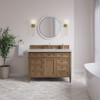 Brittany 48" Single Vanity, Pecan w/ 3 CM Eternal Jasmine Pearl Silestone Top