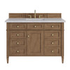 Brittany 48" Single Vanity, Pecan w/ 3 CM Eternal Jasmine Pearl Silestone Top w/FreePower Wireless Charger