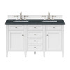 Brittany 60" Double Vanity, Bright White Vanity w/ 3 CM Charcoal Soapstone Silestone Top