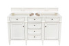 Brittany 60" Double Vanity, Bright White Vanity w/ 3 CM Charcoal Soapstone Silestone Top