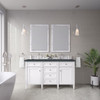 Brittany 60" Double Vanity, Bright White Vanity w/ 3 CM Charcoal Soapstone Silestone Top