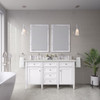 Brittany 60" Double Vanity, Bright White Vanity w/ 3 CM Lime Delight Silestone Top