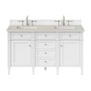 Brittany 60" Double Vanity in Bright White, w/ 3 CM Siberian Silestone Top