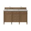 Brittany 60" Double Vanity, Pecan w/ 3 CM Eternal Jasmine Pearl Silestone Top