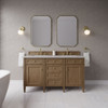 Brittany 60" Double Vanity, Pecan w/ 3 CM Eternal Jasmine Pearl Silestone Top