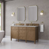 Brittany 60" Double Vanity, Pecan w/ 3 CM Eternal Jasmine Pearl Silestone Top