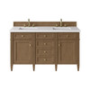 Brittany 60" Double Vanity, Pecan w/ 3 CM White Zeus Silestone Top