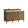 Brittany 60" Double Vanity, Pecan w/ 3 CM White Zeus Silestone Top