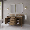 Brittany 60" Double Vanity, Pecan w/ 3 CM Ethereal Noctis Silestone Top w/FreePower Wireless Charger