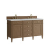 Brittany 60" Double Vanity, Pecan w/ 3 CM Ethereal Noctis Silestone Top w/FreePower Wireless Charger