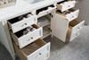 Brittany 60" Single Vanity, Bright White w/ 3 CM Ethereal Noctis Silestone Top