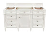 Brittany 60" Single Vanity, Bright White w/ 3 CM Victorian Silver Silestone Top