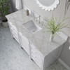 Brittany 60" Single Vanity, Bright White w/ 3 CM Victorian Silver Silestone Top