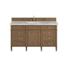 Brittany 60" Single Vanity, Pecan w/ 3 CM Carrara Marble Top