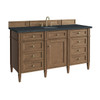 Brittany 60" Single Vanity, Pecan w/ 3 CM Charcoal Soapstone Silestone Top