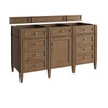 Brittany 60" Single Vanity, Pecan w/ 3 CM Siberian Silestone Top
