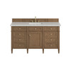 Brittany 60" Single Vanity, Pecan w/ 3 CM Eternal Jasmine Pearl Silestone Top w/FreePower Wireless Charger