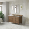 Brittany 60" Single Vanity, Pecan w/ 3 CM Eternal Jasmine Pearl Silestone Top w/FreePower Wireless Charger