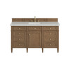 Brittany 60" Single Vanity, Pecan w/ 3 CM Ethereal Noctis Silestone Top w/FreePower Wireless Charger