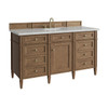 Brittany 60" Single Vanity, Pecan w/ 3 CM Ethereal Noctis Silestone Top w/FreePower Wireless Charger