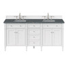 Brittany 72" Double Vanity, Bright White Vanity w/ 3 CM Parisien Bleu Silestone Top w/FreePower Wireless Charger