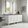 Brittany 72" Double Vanity, Bright White Vanity w/ 3 CM Parisien Bleu Silestone Top w/FreePower Wireless Charger