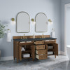 Brittany 72" Double Vanity, Pecan w/ 3 CM Charcoal Soapstone Silestone Top