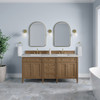 Brittany 72" Double Vanity, Pecan w/ 3 CM Eternal Jasmine Pearl Silestone Top