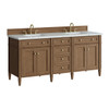 Brittany 72" Double Vanity, Pecan w/ 3 CM Ethereal Noctis Silestone Top
